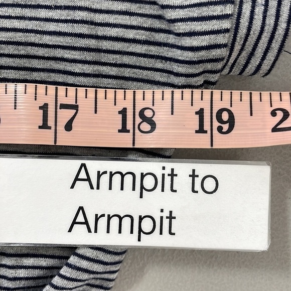 Subtitled Dress Blue Gray Stripes T-Shirt Tie Back Size 8 - Picture 12 of 12